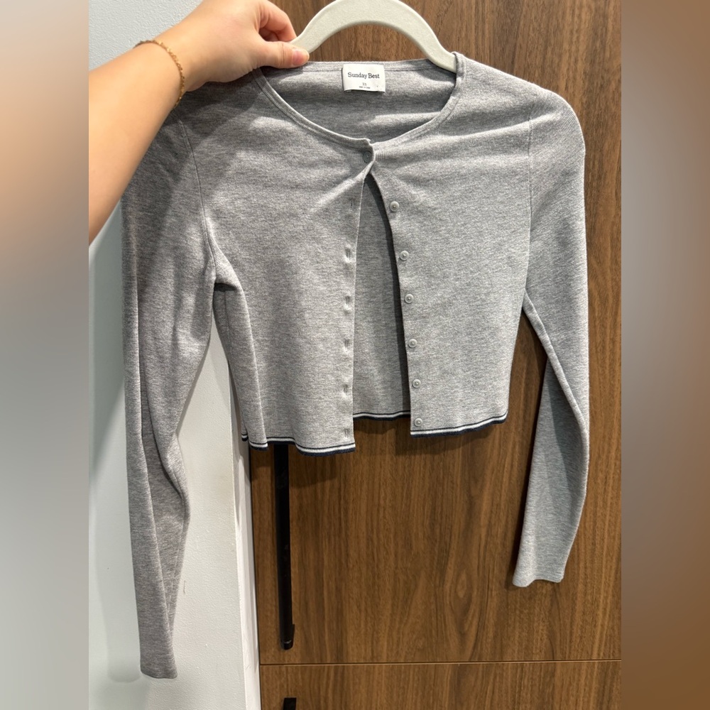 Sunday Best Light Gray Crop Cardigan